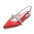 SOVORM Slingback Flats for Women Rhinestones Strap Comfortable Low Heels Bridal Wedding Guest Dress Prom Pumps Shoes,red,7 UK