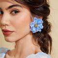 Anthropologie Jewelry | Blue Flower Stud Earrings A363 | Color: Blue/Gold | Size: Os