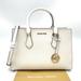 Michael Kors Bags | Michael Kors Sheila Medium Center Zip Satchel Bag White | Color: Gold/White | Size: Medium