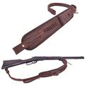 Leather Canvas Ammo Holder Rifle Sling Hunting Gun Strap for 30/30 .357 .308 .45 .45-70 .22mag 12GA (.22LR .22MAG .17HMR, Coffee Without Swivels)