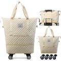 Travel Bag with Wheels Duffle Bag with Wheels,Expandable Foldable Duffle Bag,Rolling Luggage Bag Carry on Duffel Bag,Wheeled Travel Duffle Bag,Gift for Wife and Parents (Travel Bag with Wheels White)