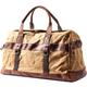 Travel Duffel Bag Waterproof Waxed Canvas Leather Men Travel Bag Hand Luggage Bag Carry On Large Tote Vintage Men Duffle Weekend Bag Big Overnight for Travel Holdall (Color : Khaki)