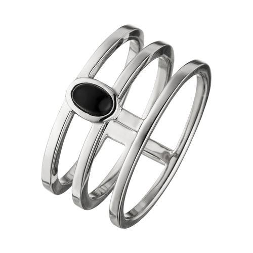 Silberring JOBO Fingerringe Gr. 62, Silber 925 (Sterlingsilber), silberfarben (silber 925, schwarz) Damen 3-reihig 925 Silber mit Onyx