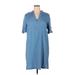 Anne Klein Casual Dress - Shift V-Neck Short sleeves: Blue Solid Dresses - Women's Size 16
