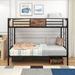 Metal Twin Over Twin Bunk Bed with Full-Length Guardrail and Storage Space