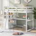 Modern Style Solid Pine Wood Twin Size Loft Bed with Desk