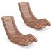 Gymax Set of 2 Acacia Wood Patio Chaise Lounge Chair Outdoor Rocking