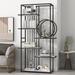 6 Tiers Bookcase Open Bookshelf with Black Metal Frame Storage Large Bookshelf Furniture,White