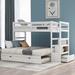 Stairway Twin Over Twin/King Bunk Bed with Trundle, Drawer, and Open Shelves