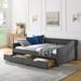 Queen/Full/Twin Size Daybed with Drawer,s Upholstered Tufted Sofa Bed with Waved Shape Arms