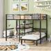 Metal Full Over Twin Bunk Bed with Built-in Desk, 4 Shelves, and Ladder, Maximized Space Saving, Sturdy and Durable Frame