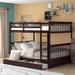 Pine Wood Full-Over-Full Bunk Bed with Storage Drawers