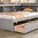 Pine Wood Twin Bed with L-Shaped Bookcases, 2 Storage Drawers and Easy Assembly, Space-Optimizing Design for Small Bedrooms