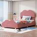 Velvet Upholstered Platform Bed with Cloud Shape