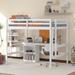 Whimsical Full Size Loft Bed with Desk, Writing Board, Sturdy Pine Wood and MDF Construction with 2 Drawers Cabinet