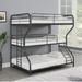 Modern Black Triple Bunk Bed, FULL/Twin/FULL - Sturdy Steel Structure, Noise-Free, Safe Stairs