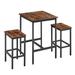 Industrial Style Bar Table Set, 1 Square Table and 2 Stools