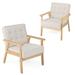 Gymax Modern Accent Chair Set of 2 Upholstered Armchair w/ Rubber Wood