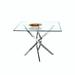 Wrought Studio™ Contemporary Square Clear Dining Tempered Glass Table w/ Silver Finish Stainless Steel Legs in Gray | Wayfair