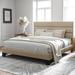 Latitude Run® King Size Platform Bed Frame w/ Fabric Upholstered Headboard in Brown | 43.3 H x 76.7 W x 82.2 D in | Wayfair