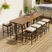 Arlmont & Co. Selemas Wicker Bar Set w/ Stools Wood/Wicker/Rattan in Brown/White | 39.4 H x 43.3 W x 31.5 D in | Outdoor Furniture | Wayfair