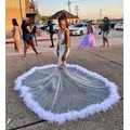 See Through South African Prom Dresses Mermaid Appliques Feather Black Girls Nigeria Robe De Soiree
