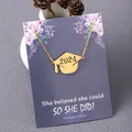 2024 Graduation Cap Pendant Necklace With Card Stainless Steel Graduation Jewelry Accessories Gifts