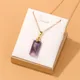 13x25mm Natural Amethyst Necklace Faceted Rectangle Slice Pendant Necklaces Reiki Healing Yoga