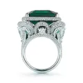Luxury Lab Emerald Diamond Ring 14K White Gold Party Wedding Band Rings for Women Men Promise