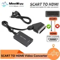 MnnWuu 1080P SCART HDMI-compatible Video Audio Converter with USB Cable For HDTV Sky Box DVD