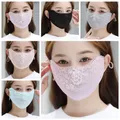 Flower Sunscreen Lace Mask Sunshade Solid Color Sunscreen Face Cover UV Protection Adjustable Strap