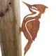 Rusty Metal Bird Silhouettes Garden Fence Decor Woodpecker Robin Country Yard Stake Design Art