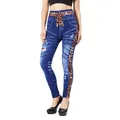 HAKCI-Jegging bleu taille haute imprimé léopard pour femme pantalon crayon coupe couvertes faux