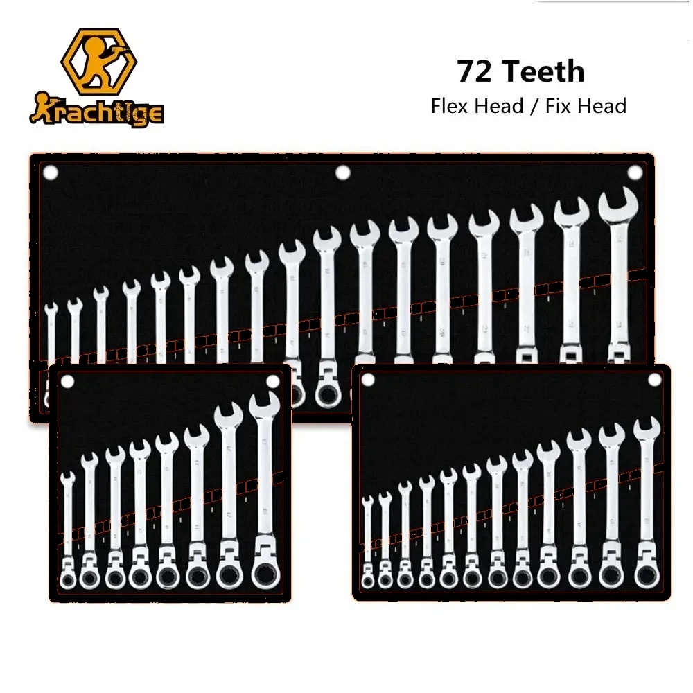 Krachtige 8-24mm 72 denti chiave a cricchetto Set chiavi multiutensile metriche chiave dinamometrica combinata ingranaggi testa flessibile