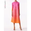 LANMREM-Robe plissée à col roulé et manches longues pour femme vêtement féminin couleur rose et