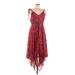 ALEXIS for Target Casual Dress - A-Line V Neck Sleeveless: Red Dresses - Women's Size Large