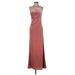 Azazie Casual Dress - A-Line Open Neckline Sleeveless: Burgundy Solid Dresses - Women's Size 4