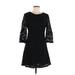 Zeagoo Casual Dress - Mini Crew Neck 3/4 sleeves: Black Solid Dresses - Women's Size Medium