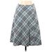 Burberry Blue Label Casual Midi Skirt Calf Length: Blue Plaid Bottoms - Women's Size 38