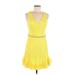 Lulus Cocktail Dress - Mini V Neck Sleeveless: Yellow Solid Dresses - Women's Size Large