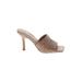 Marc Fisher Mule/Clog: Slip On Stiletto Cocktail Tan Solid Shoes - Women's Size 7 1/2 - Open Toe