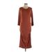 Michael Stars Casual Dress - Midi: Brown Solid Dresses - New - Women's Size Large