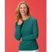 Blair Women's Ribbed Cotton Button-Trim Crewneck Sweater - Green - PS - Petite