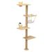 Cat Scratching Post Wall Mounted Cat Scratcher with 4 Cat Shelves Mouse Shaped Spring Toy 69 H Cat Furniture