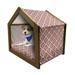 Ikat Pet House Revival Pattern Classical Diamond Line Pattern with Traditional Design Elements Outdoor & Indoor Portable Dog Kennel with Pillow and Cover 5 Sizes Red Blue Beige by Ambesonne