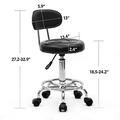 Goujxcy Multi-Purpose Salon Stool Chair Adjustable Rolling Swivel Stool with Back Cushion and Wheels Perfect for Beauty Salon Spa Tattoo Massage Dental Clinic Office Art Studio Black