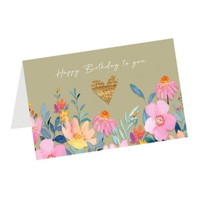Geburtstagskarte »Happy Birthday to you gemalte Blumen«, LUMA KARTENEDITION, 17.5x11.5 cm
