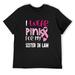 Mens T Shirt I Wear Pink For My Sister In Law Breast Cancer Awareness Tee Raglan Baseball Tee Black Medium