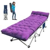 Cot Cots for Sleeping with Mattress Cots for Camping for Adults with Camfortable Pad Heavy Duty Camping Bed with Carry Bag Folding Cot for Hiking Home Office Nap and Vacation