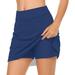 Gzea Patchwork Skirt Womens Casual Solid Tennis Skirt Yoga Sport Active Skirt Shorts Skirt Silver XXL
